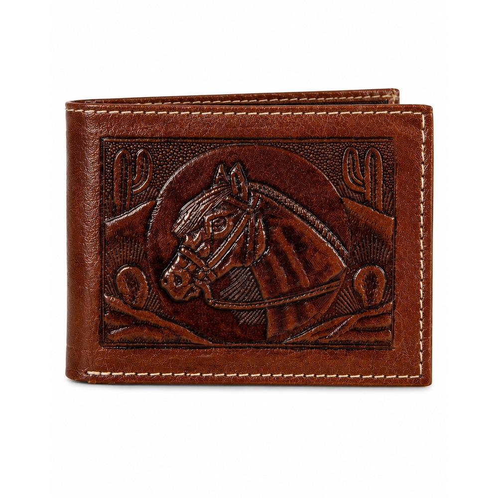 NEW Western Tooled Leather Horse Bifold Wallet Handmade Genuine Leather Cowboy